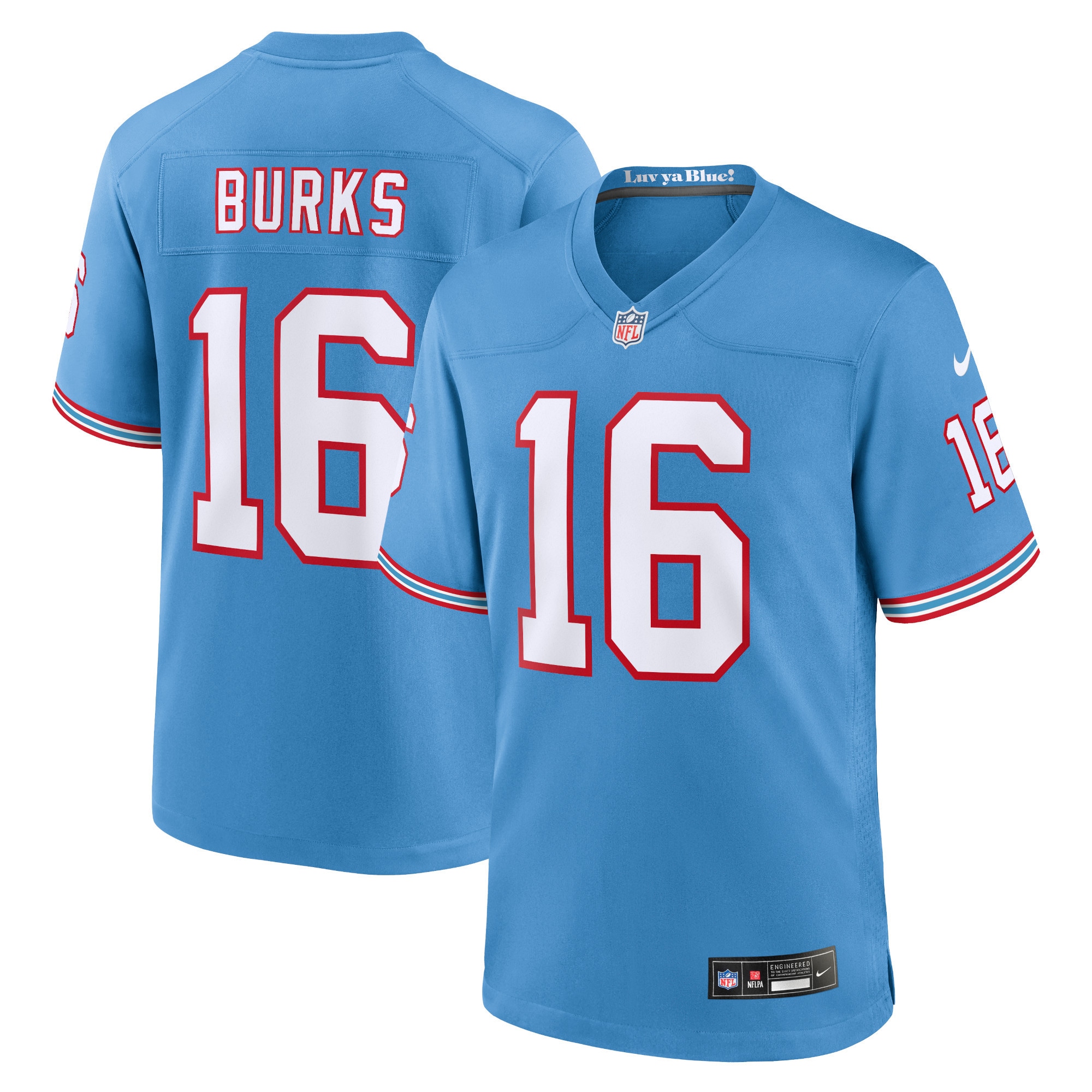Tennessee Titans Treylon Burks Light Blue Oilers Throwback Alternate Game Player NFL Jersey Men's