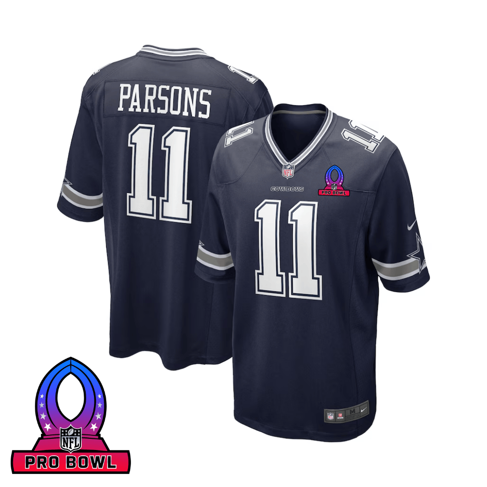 Micah Parsons 11 Dallas Cowboys 2025 Pro Bowl Patch Game Navy NFL Jersey Men's