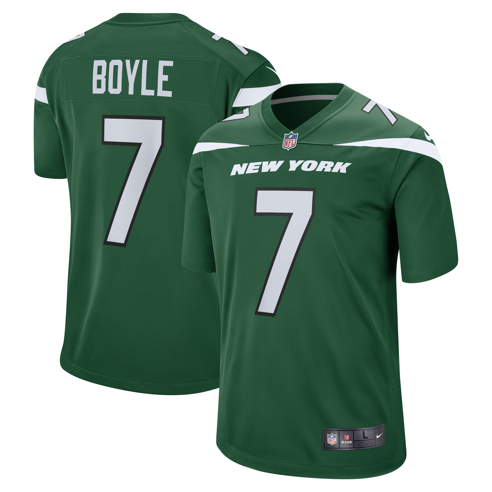New York Jets Tim Boyle Gotham Green Game NFL Jersey Men's