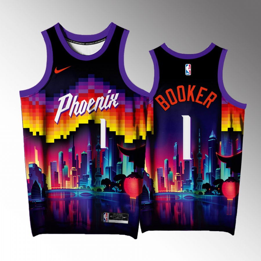Devin Booker 1 Phoenix Suns Purple Arizona City Exclusive Edition NBA Jersey Men's