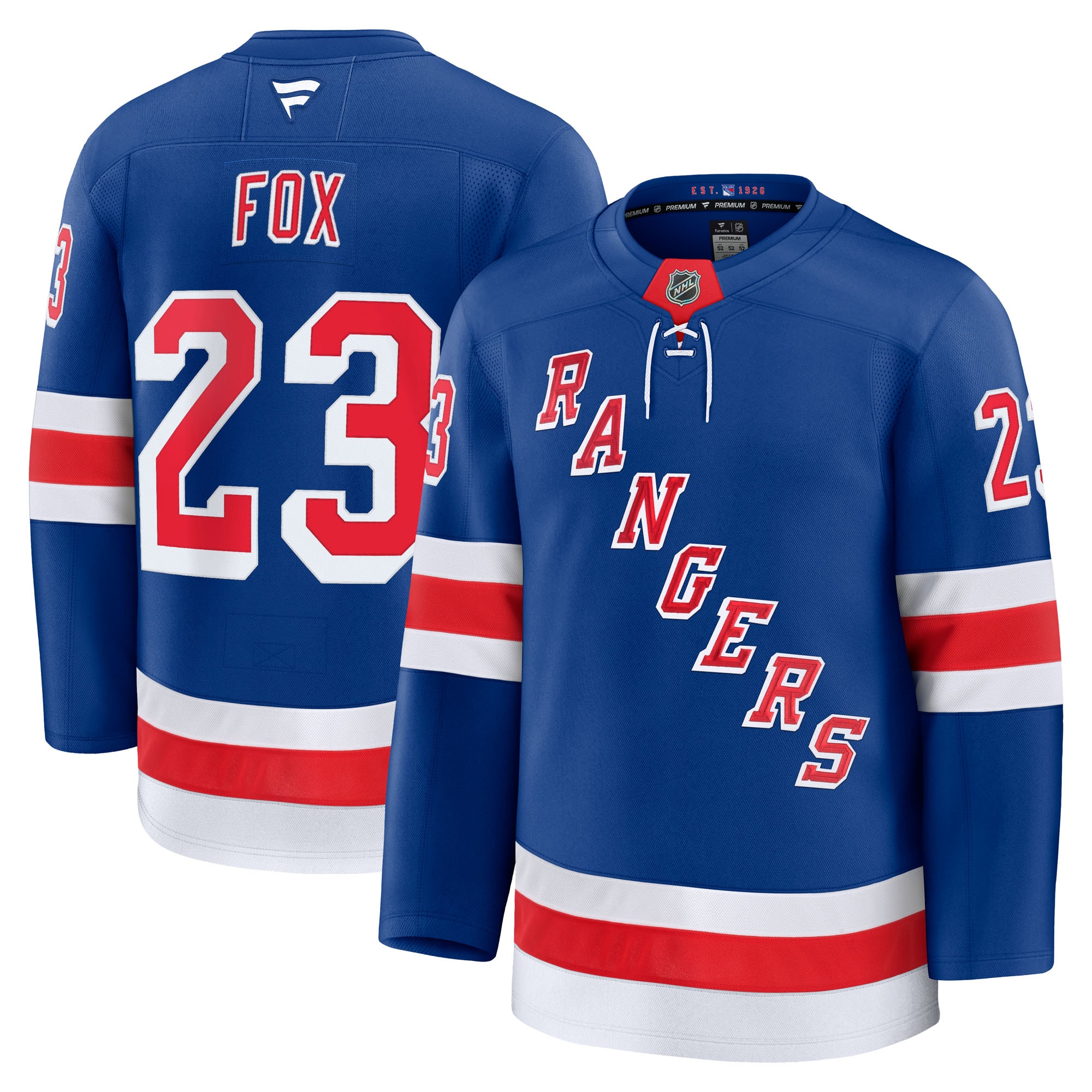 New York Rangers Adam Fox Blue Home Premium NHL Jersey Men's