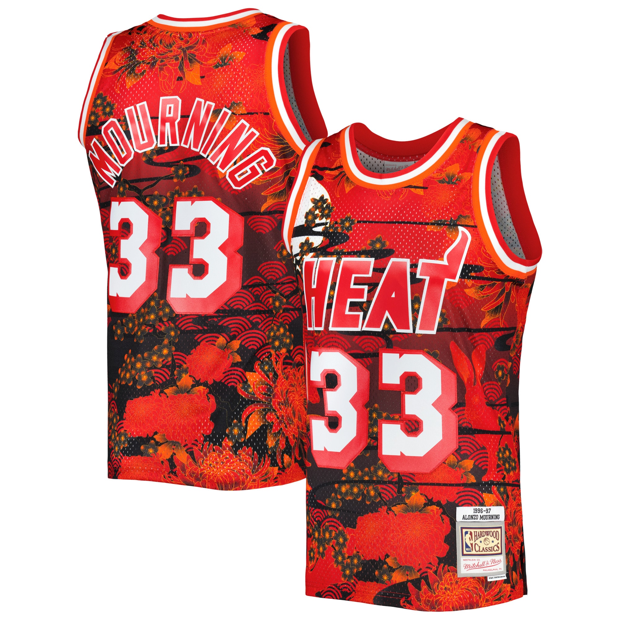Mitchell Ness Alonzo Mourning Red Miami Heat 1996/97 Hardwood Classics Lunar New Year Swingman NBA Jersey Men's