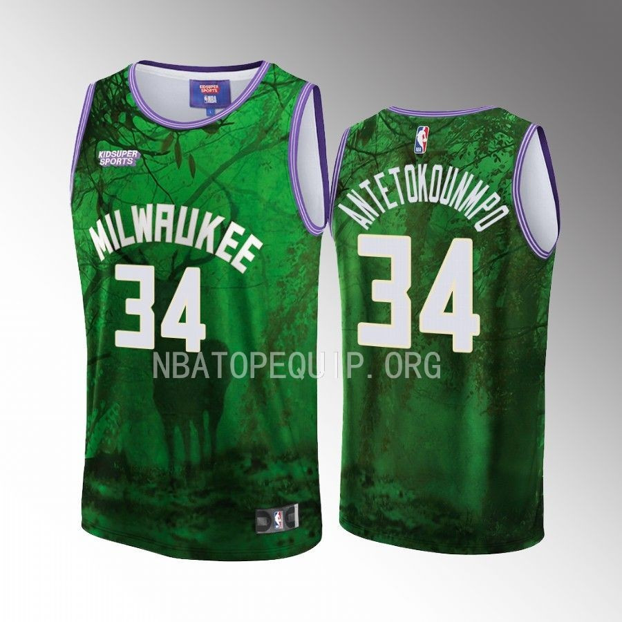 Giannis Antetokounmpo 34 Milwaukee Bucks KidSuper Studio Unisex Hometown NBA Jersey Unisex