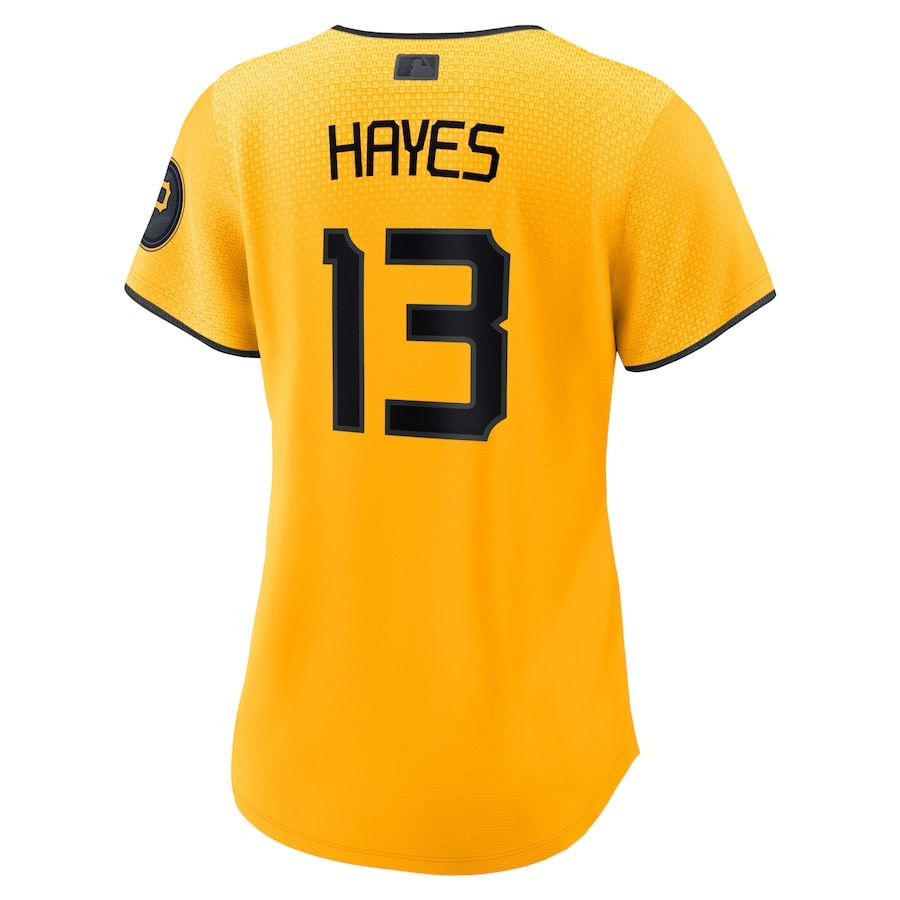 Ke'Bryan Hayes 13 Pittsburgh Pirates 2023 City Connect Gold MLB Jersey Women's
