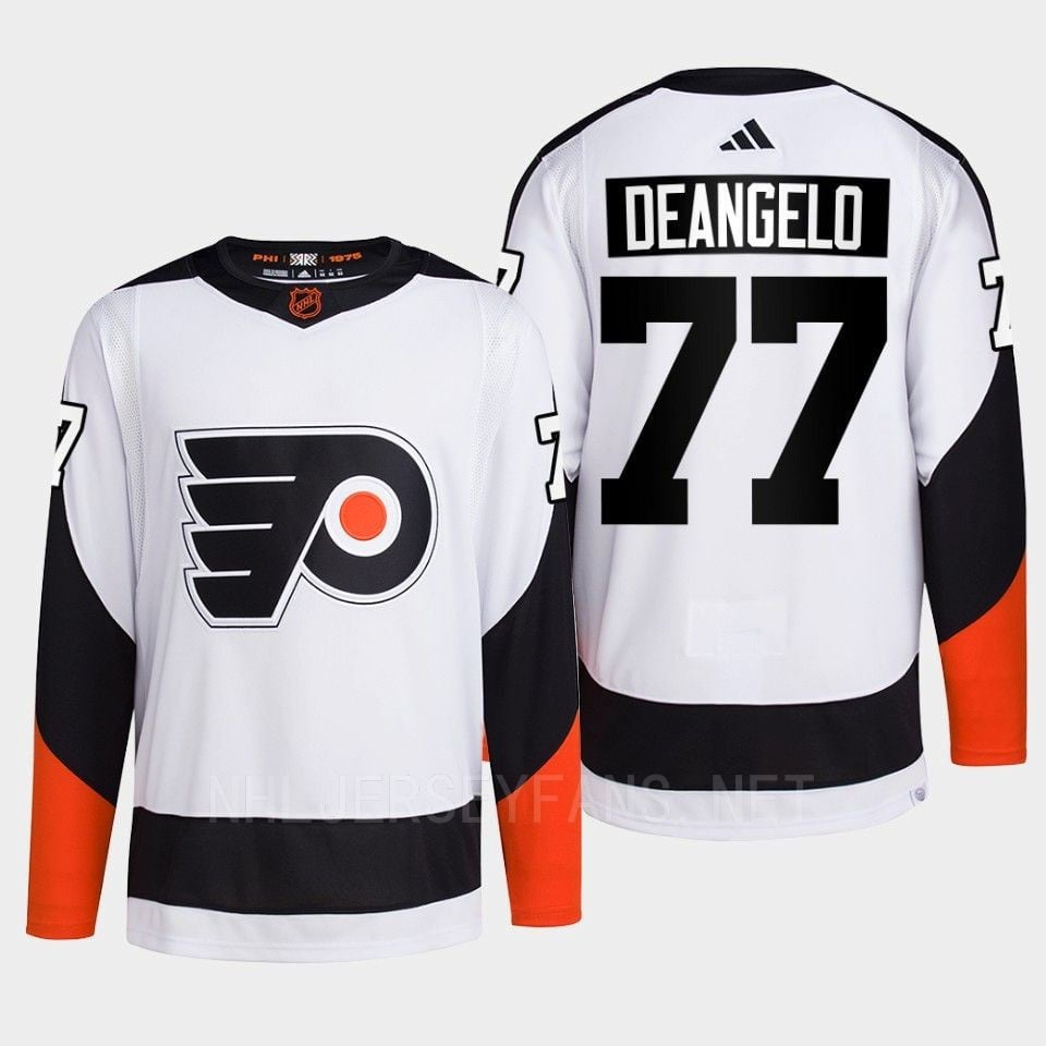 Philadelphia Flyers 2022 Reverse Retro 2.0 Tony DeAngelo 77 White Primegreen NHL Jersey Men's