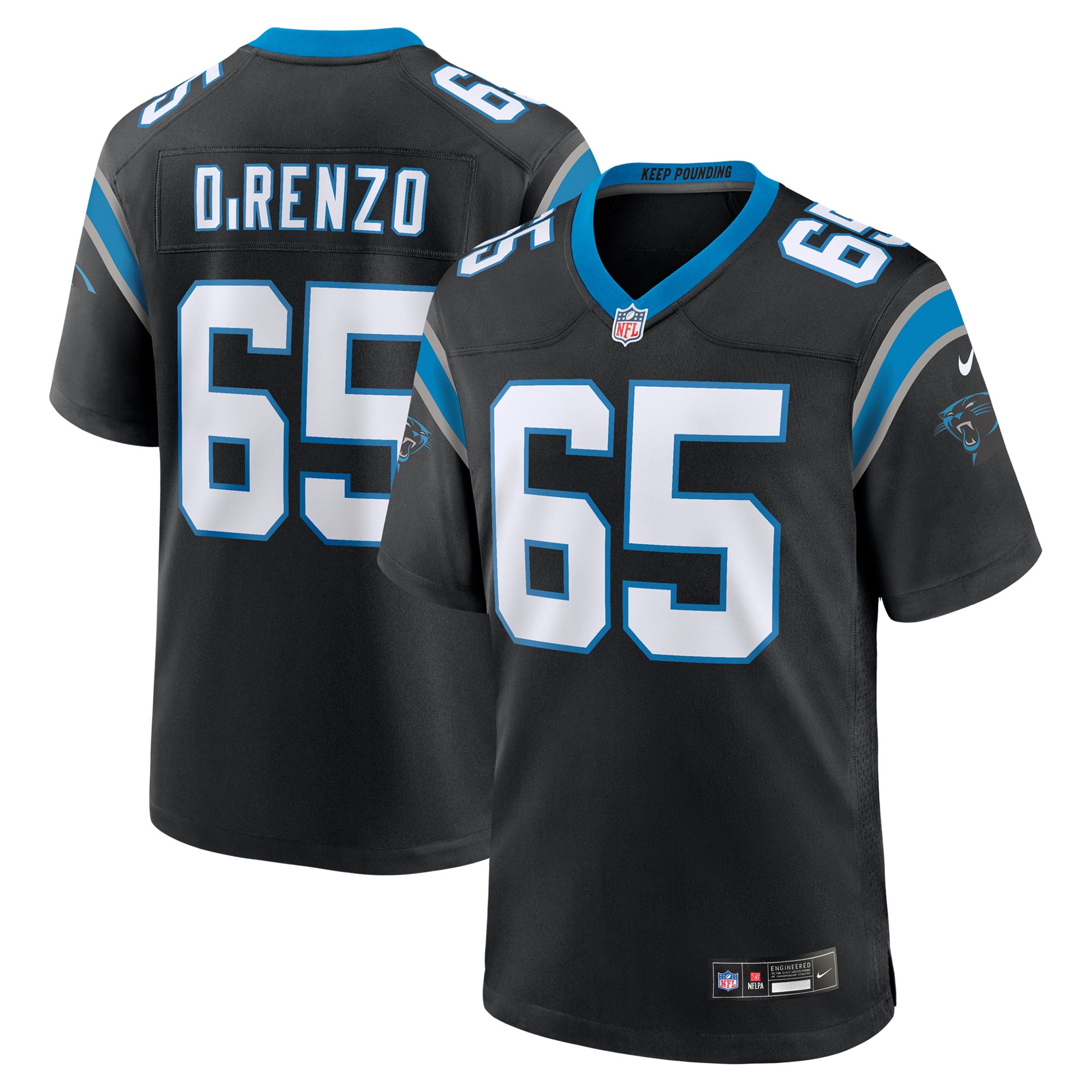 Carolina Panthers J.D. DiRenzo Black Game NFL Jersey Men's