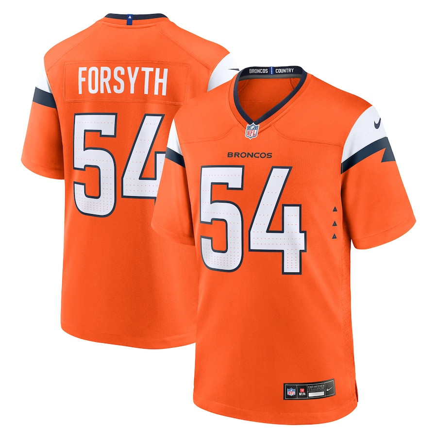 Alex Forsyth 54 Denver Broncos Team Game Orange NFL Jersey Men's
