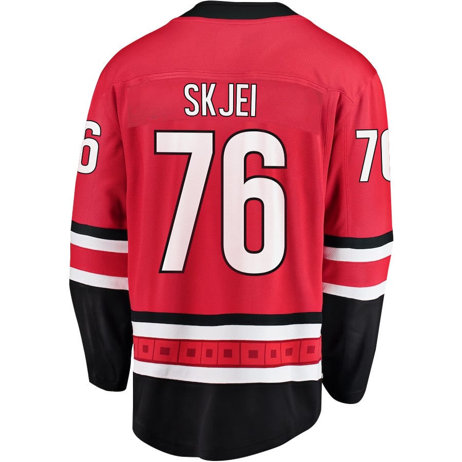 Brady Skjei 76 Carolina Hurricanes Stanley Cup 2023 Playoffs Patch Home Breakaway Red NHL Jersey Men's