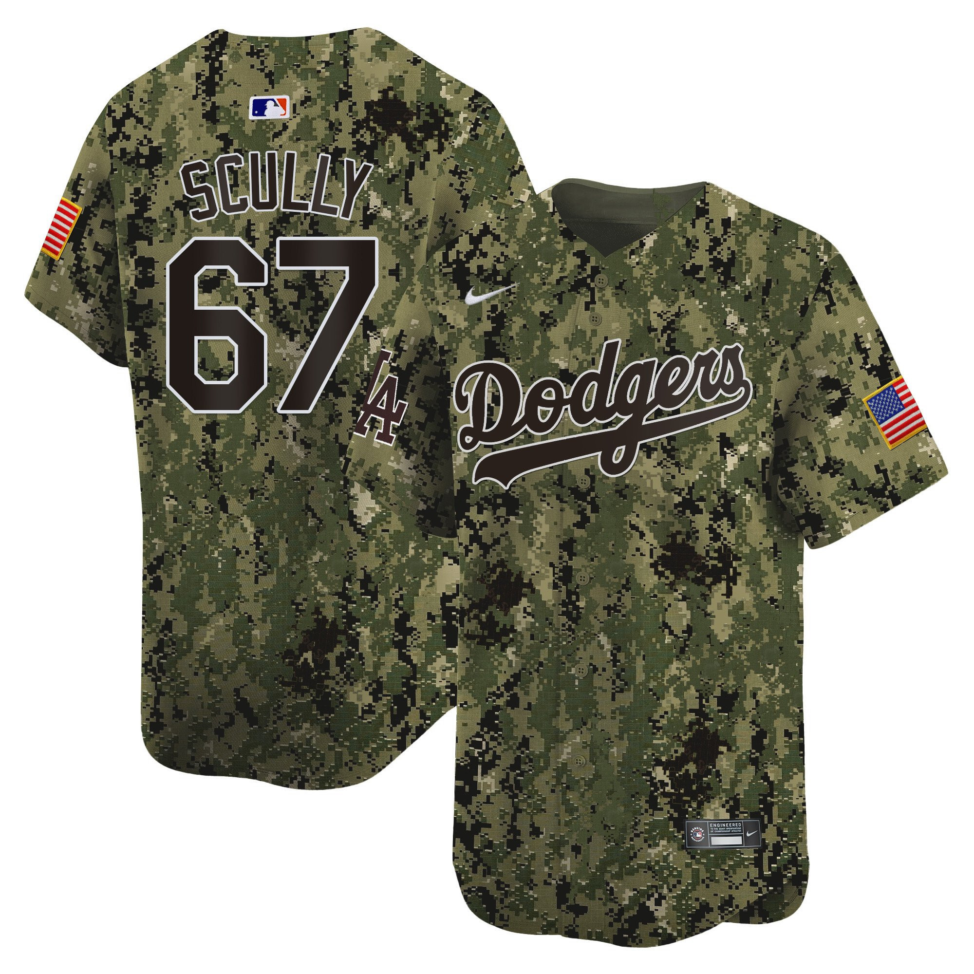 Vin Scully 67 Los Angeles Dodgers USMC Alternate Limited Woodland MLB Jersey Men's