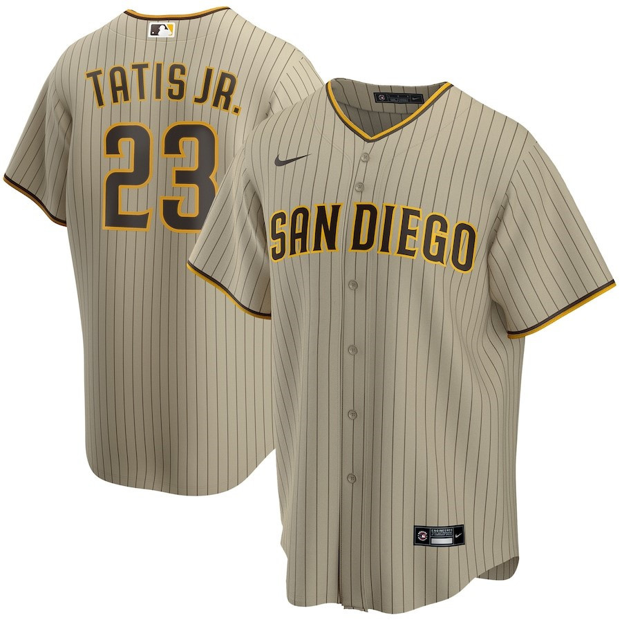 Fernando Tatis Jr. 23 San Diego Padres Alternate Player Tan MLB Jersey Men's