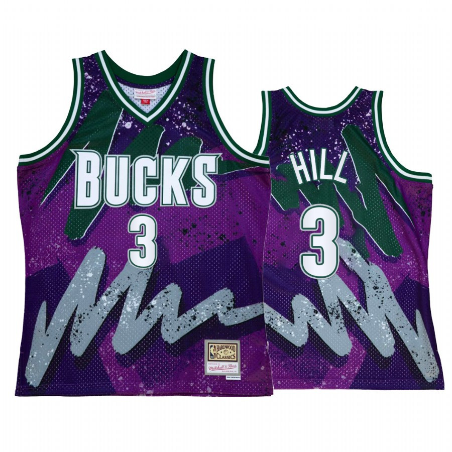 George Hill 3 Milwaukee Bucks Hyper Hoop Purple Throwback 90s NBA Jersey Men's