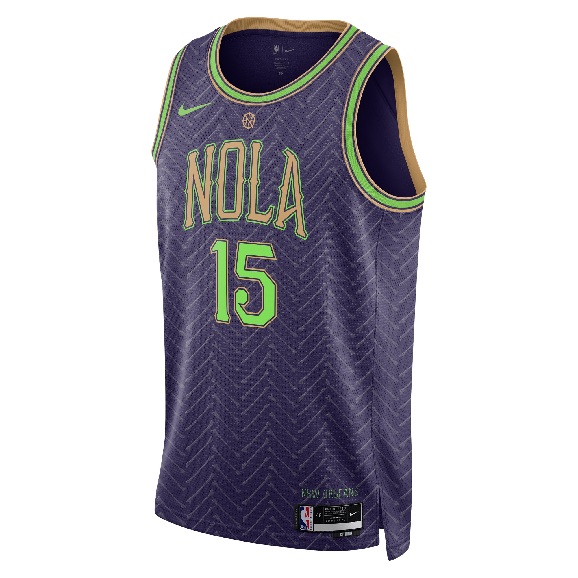 Camiseta City Edition Swingman de los New Orleans Pelicans 2024 Purpura Jose Alvarad Unisex NBA Jersey Unisex