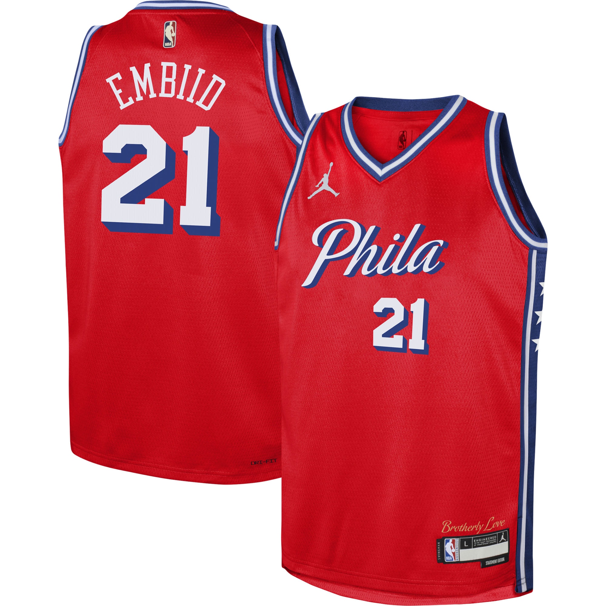 Jordan Brand Joel Embiid Red Philadelphia 76ers Swingman Statement Edition NBA Jersey Youth