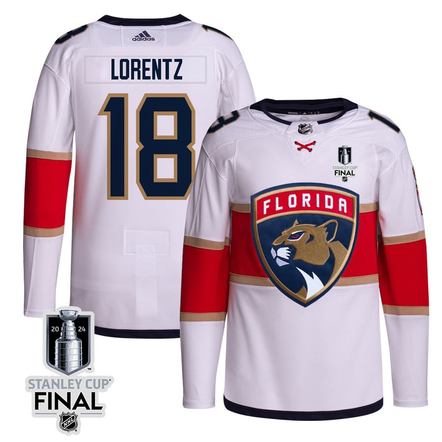 Steven Lorentz 18 Florida Panthers 2024 STANLEY CUP Final Away Breakaway White NHL Jersey Men's