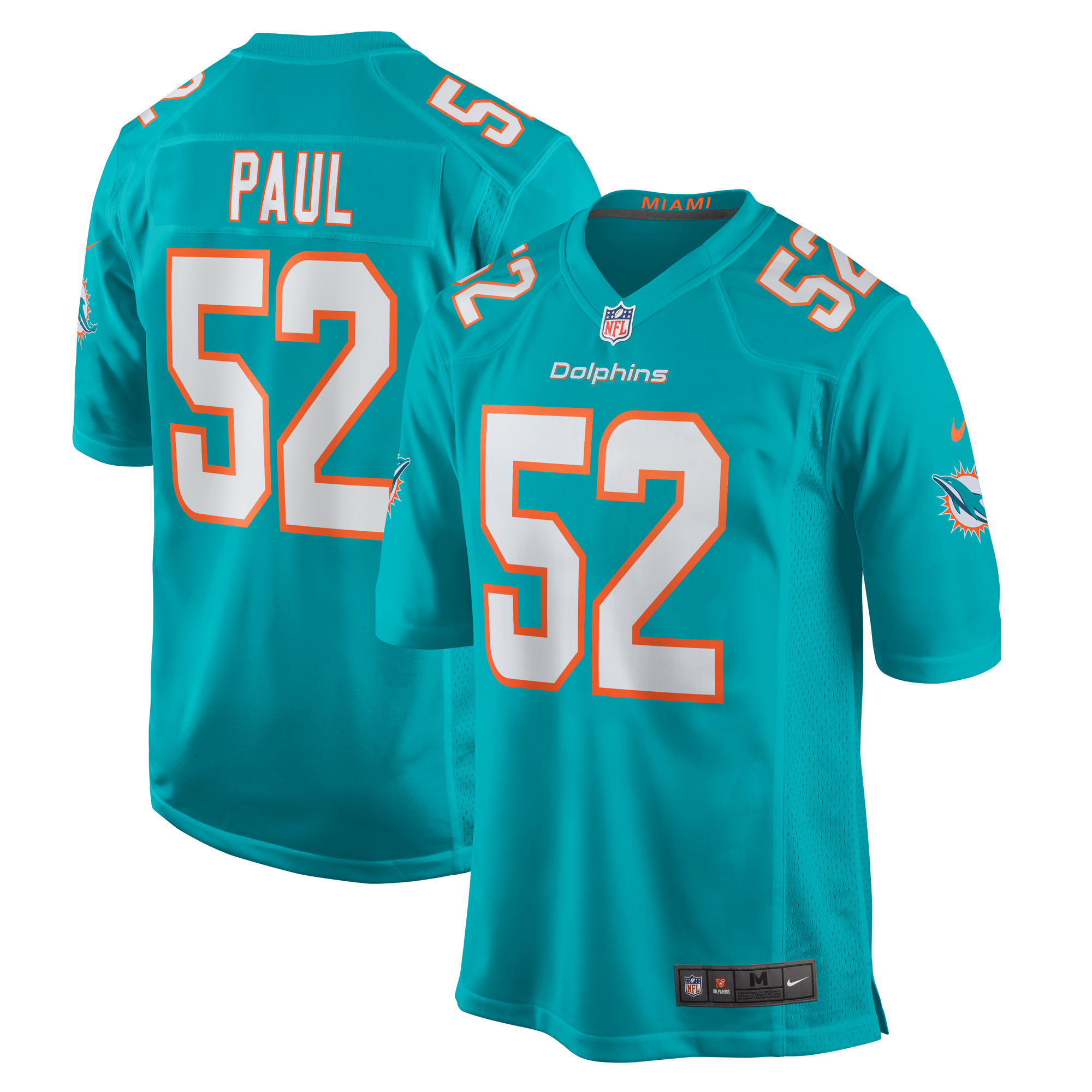 Miami Dolphins Patrick Paul Aqua Game NFL Jersey Men's