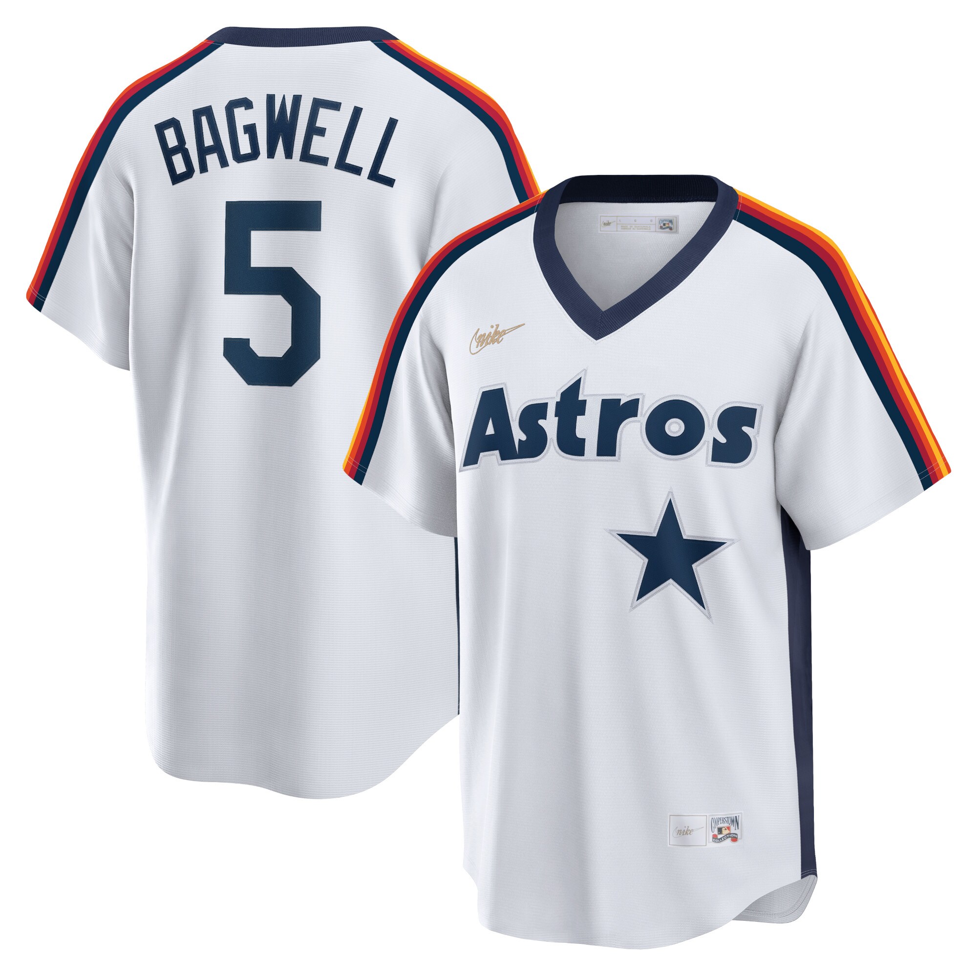 Houston Astros Jeff Bagwell White Home Cooperstown Collection Logo Player MLB Jersey Men's