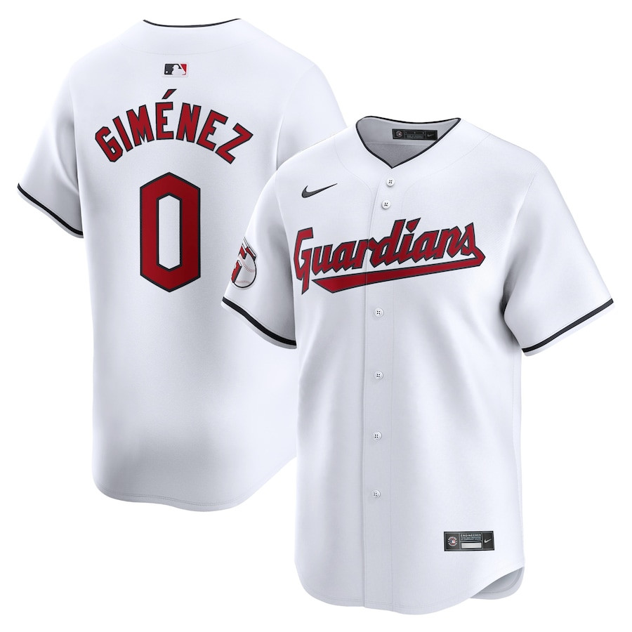 Andres Gimenez 0 Cleveland Guardians Home Limited Player White MLB Jersey Men's
