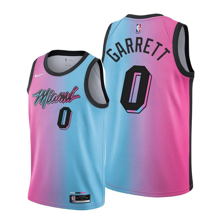 Marcus Garrett 0 Miami Heat City Edition Blue Pink NBA Jersey Men's