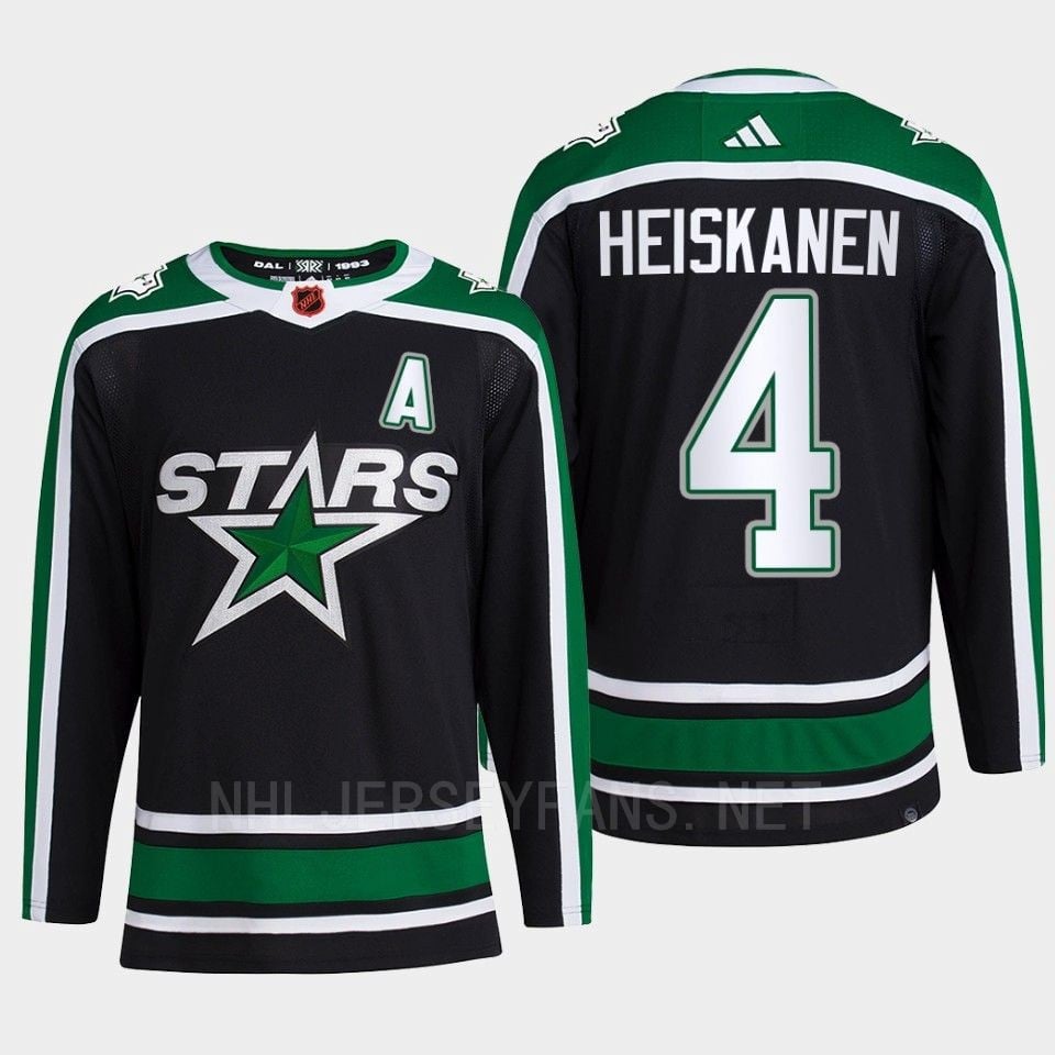 Miro Heiskanen 4 Reverse Retro 2.0 Dallas Stars 2022 Black Pro Primegreen NHL Jersey Men's