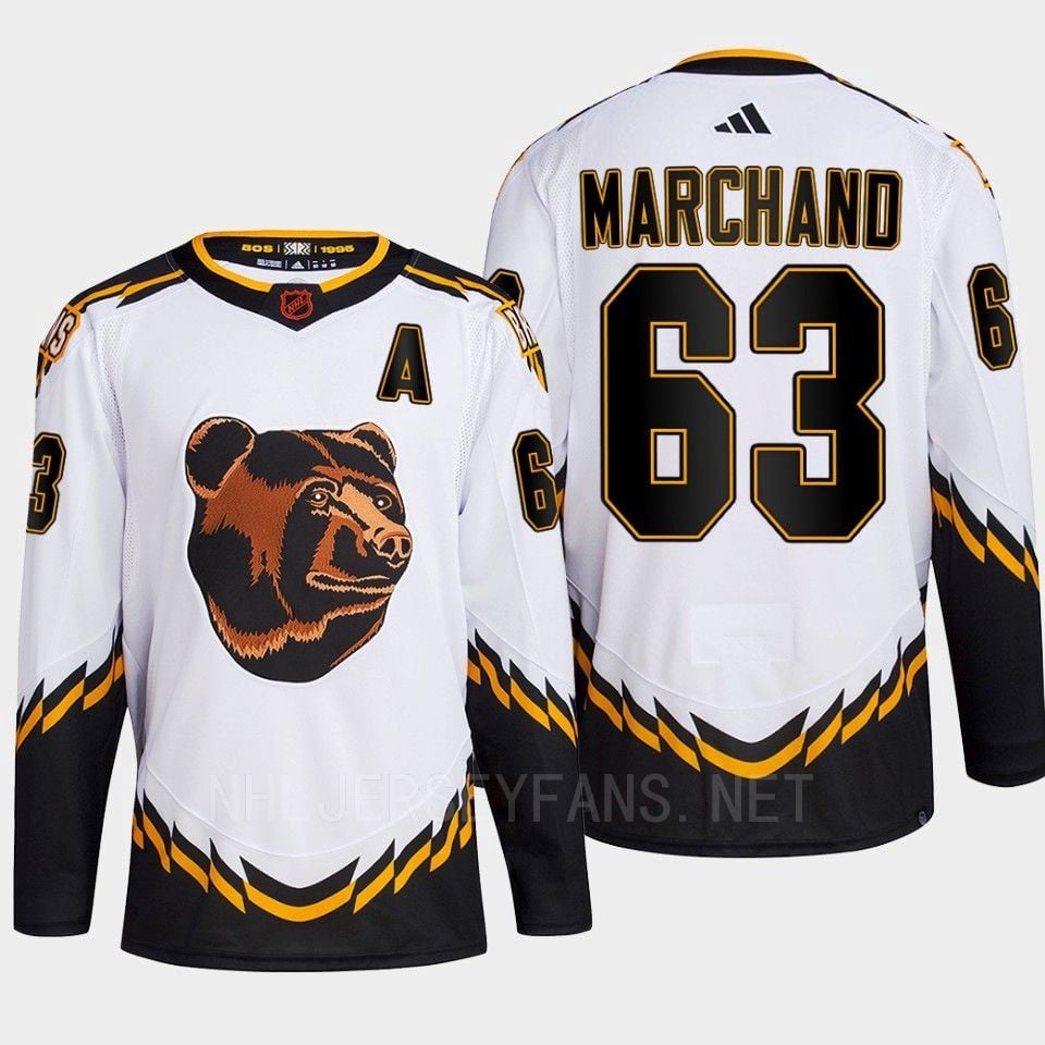 Boston Bruins 2022 Reverse Retro 2.0 Brad Marchand 63 White Primegreen NHL Jersey Men's