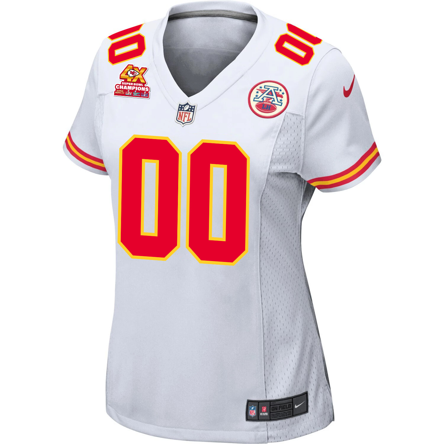 Kansas City Chiefs Super Bowl LVIII Champions 4X Game Custom White NFL Jersey Women's
