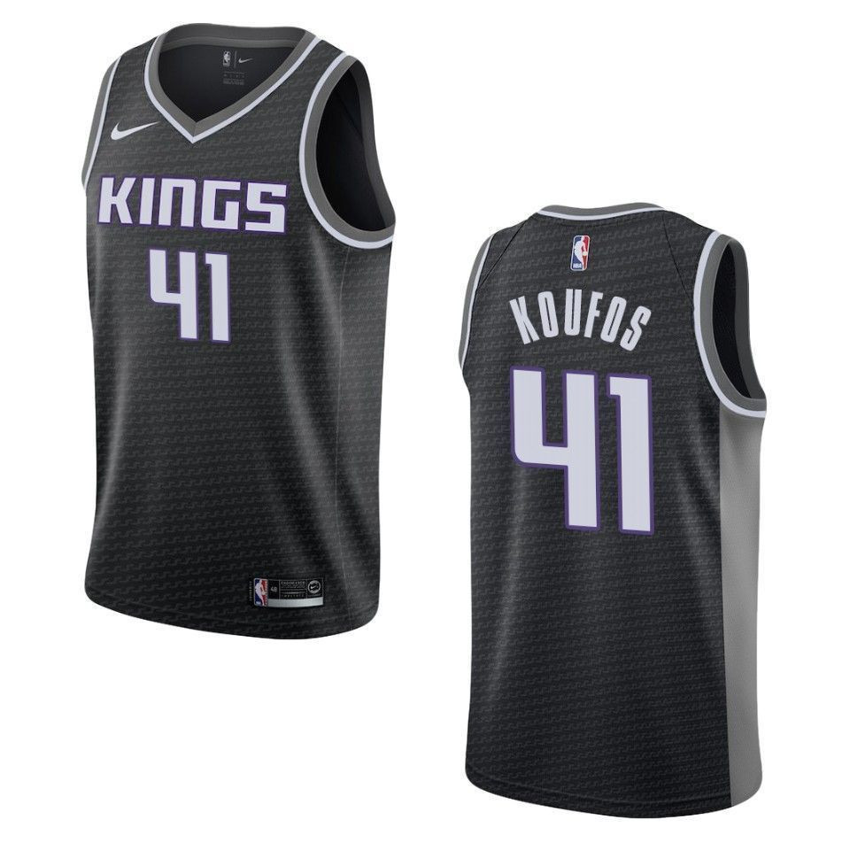 Sacramento Kings 41 Kosta Koufos Statement Swingman Black NBA Jersey Men's