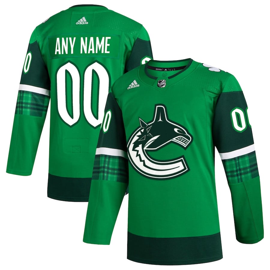 Vancouver Canucks St. Patrick's Day Custom Kelly Green NHL Jersey Men's