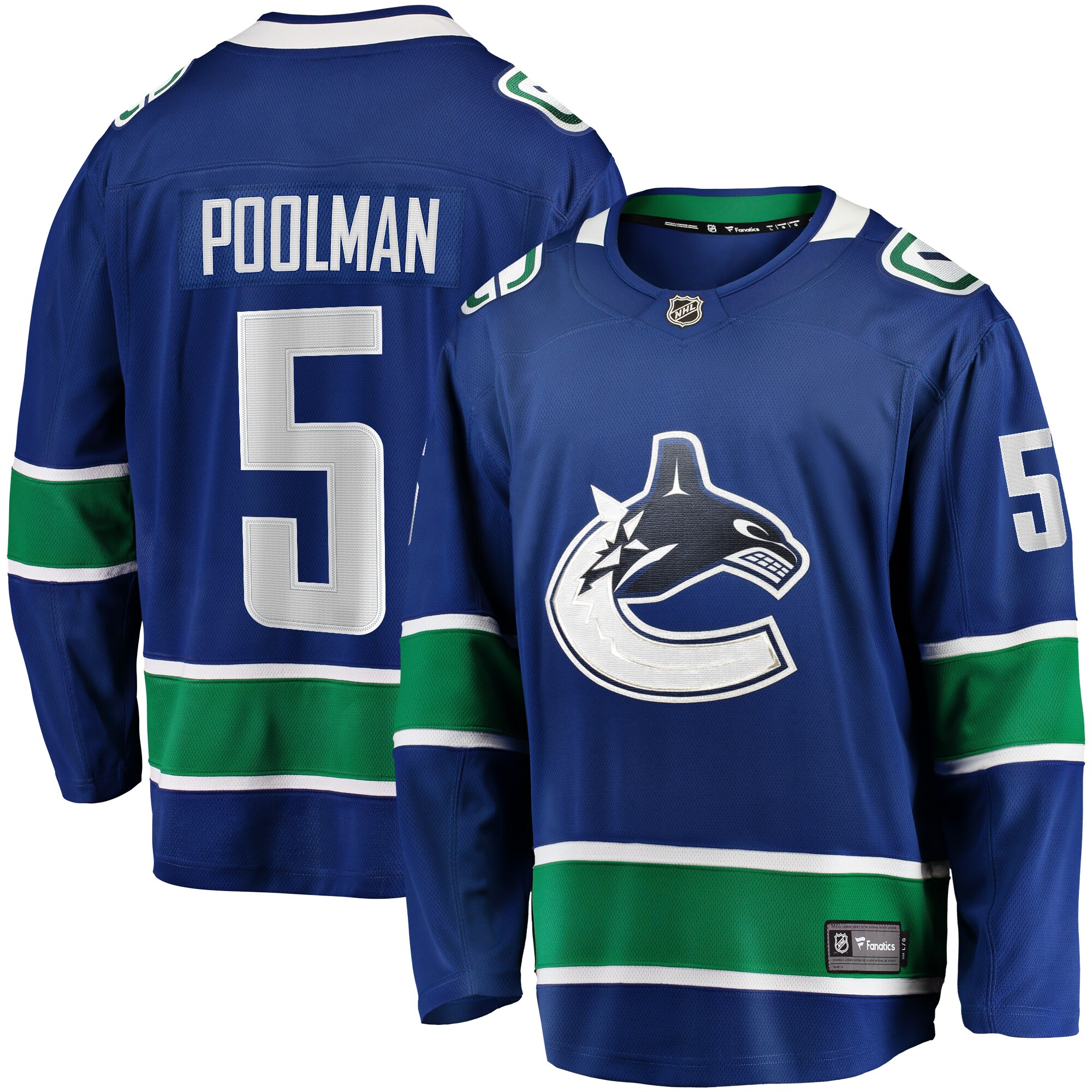 Vancouver Canucks Tucker Poolman Blue Home Premier Breakaway Player NHL Jersey Men's