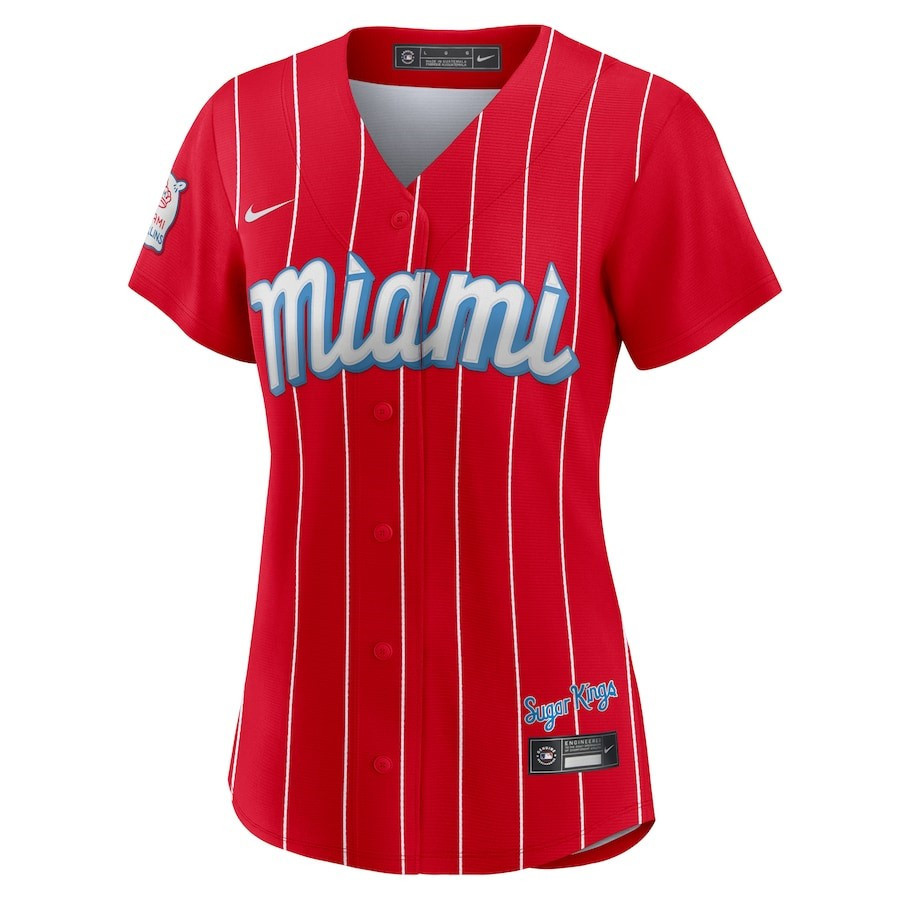 Brian Anderson 15 Miami Marlins City Connect Player Red MLB Jersey Women's