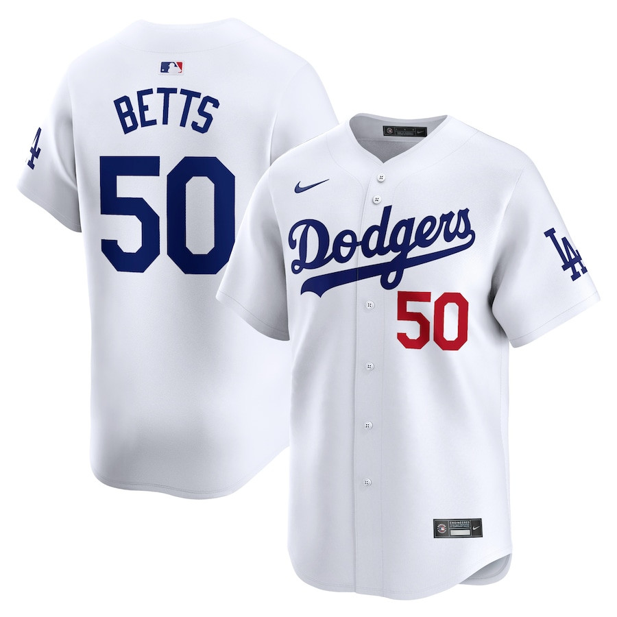 Mookie Betts 50 Los Angeles Dodgers Home Limited Player White MLB Jersey Men's