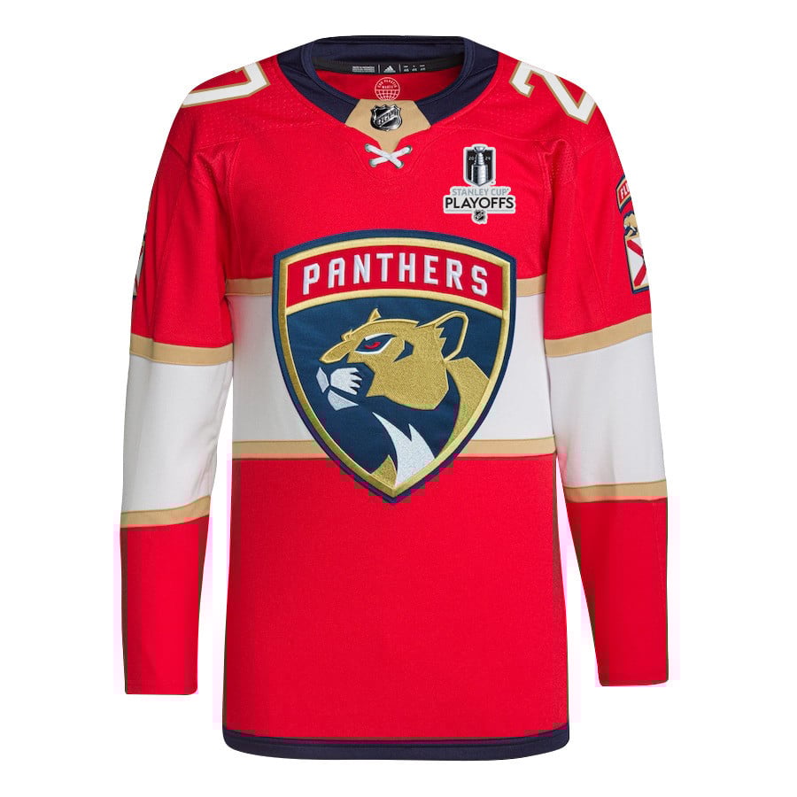 Eetu Luostarinen 27 Florida Panthers 2024 Playoffs Patch Home Red NHL Jersey Men's