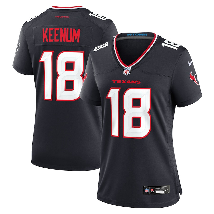 Case Keenum 18 Houston Texans Team Game Navy NFL Jersey Women's