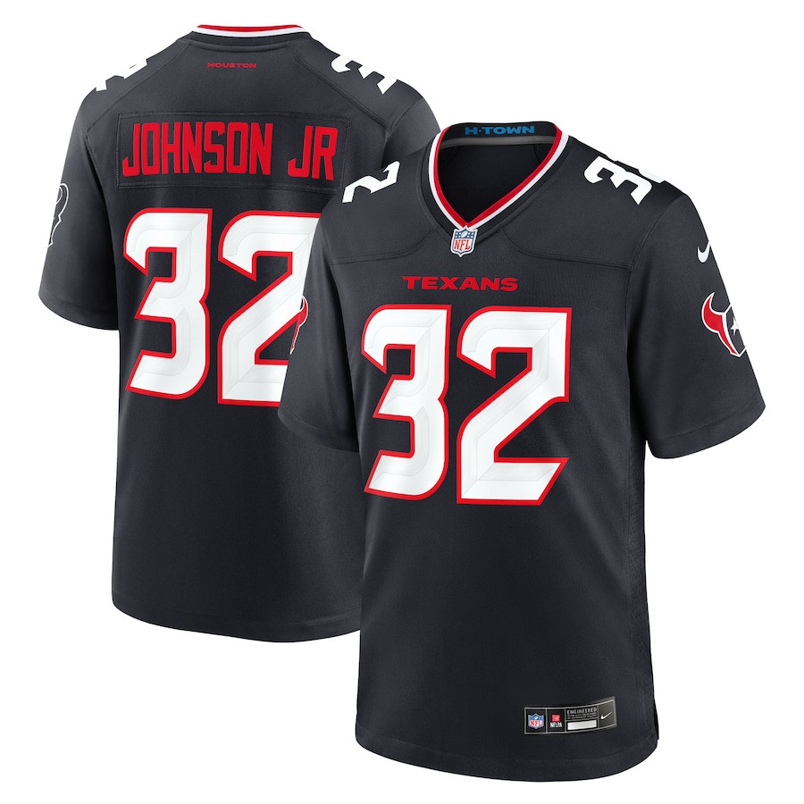 Lonnie Johnson Jr. 32 Houston Texans Team Game Navy NFL Jersey Men's