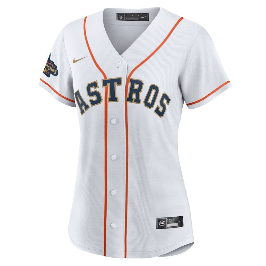 Jose Altuve 27 Houston Astros 2023 Gold Collection White/Gold MLB Jersey Women's