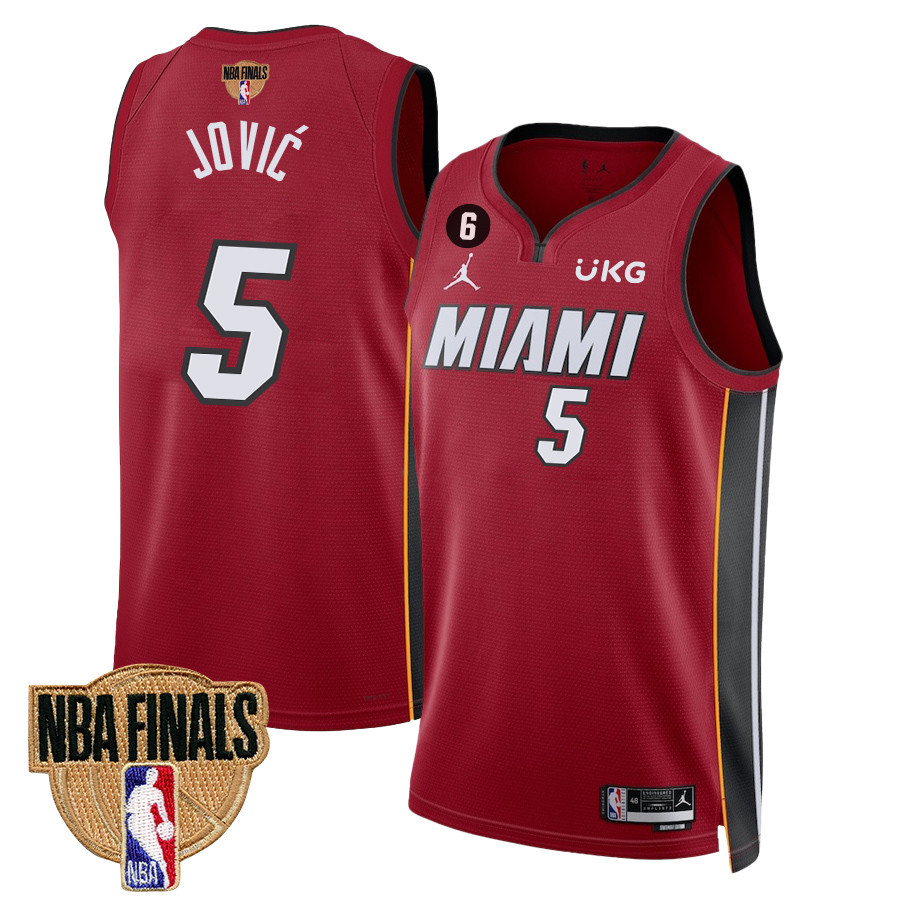 Nikola Jovic 5 Miami Heat Final Champions 2023 Swingman Red NBA Jersey Men's