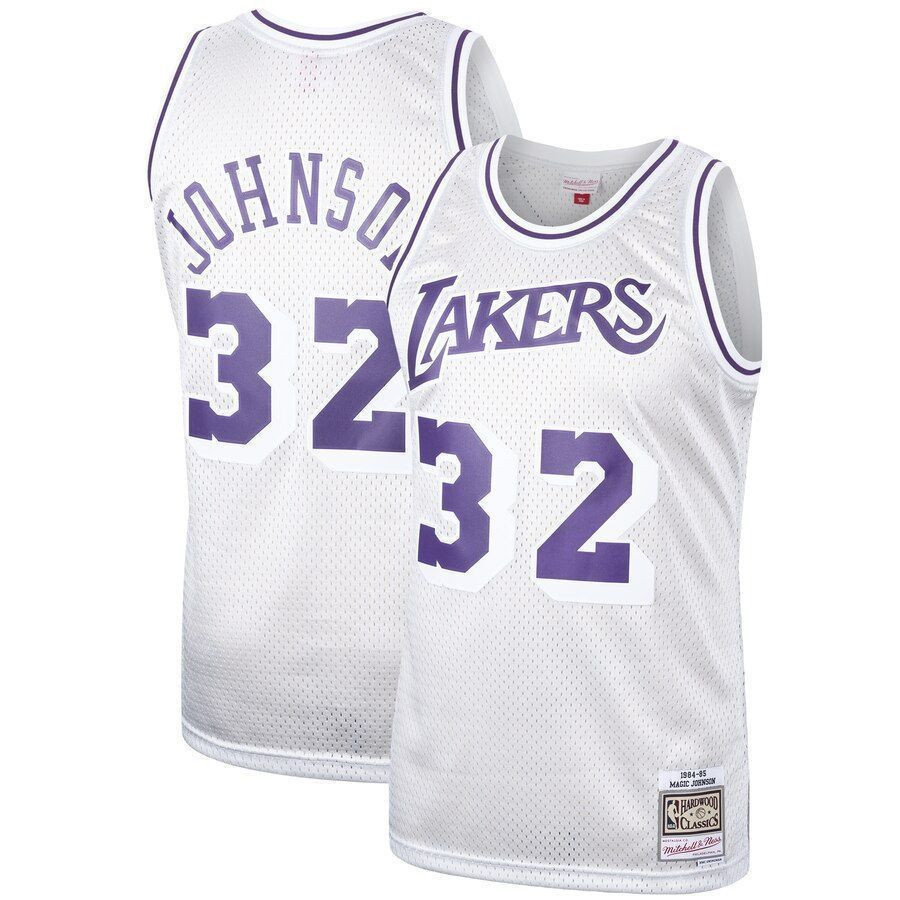 Magic Johnson Los Angeles Lakers Mitchell Ness Hardwood Classics Platinum Swingman NBA Jersey Men's