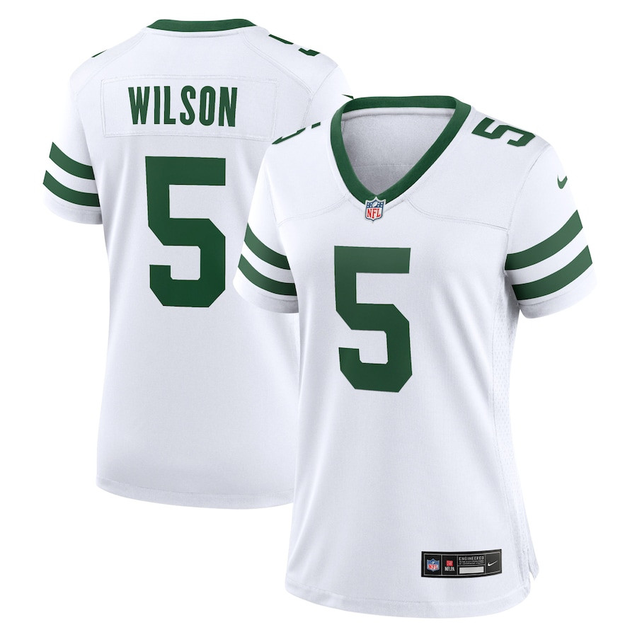 Garrett Wilson 5 New York Jets Game Legacy White NFL Jersey Women's