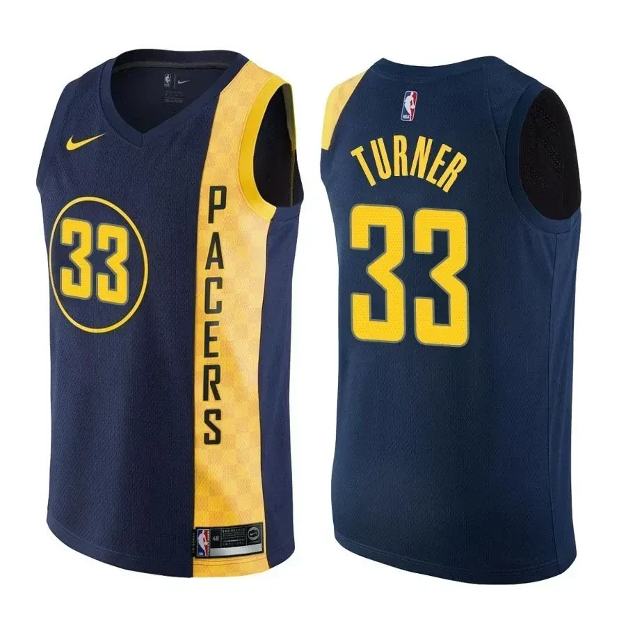 Indiana Pacers Myles Turner 33 City Edition Navy NBA Jersey Men's