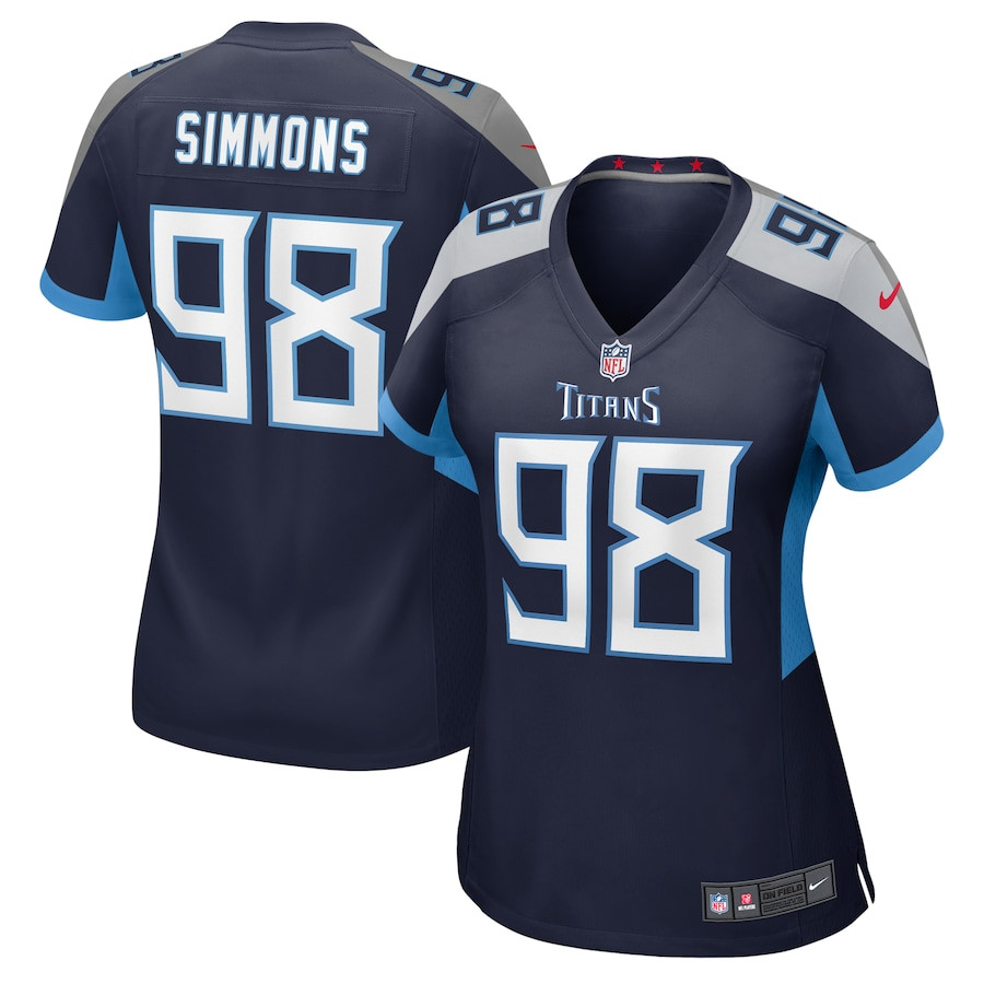 Jeffery Simmons 98 Tennessee Titans Game Navy NFL Jersey Women's