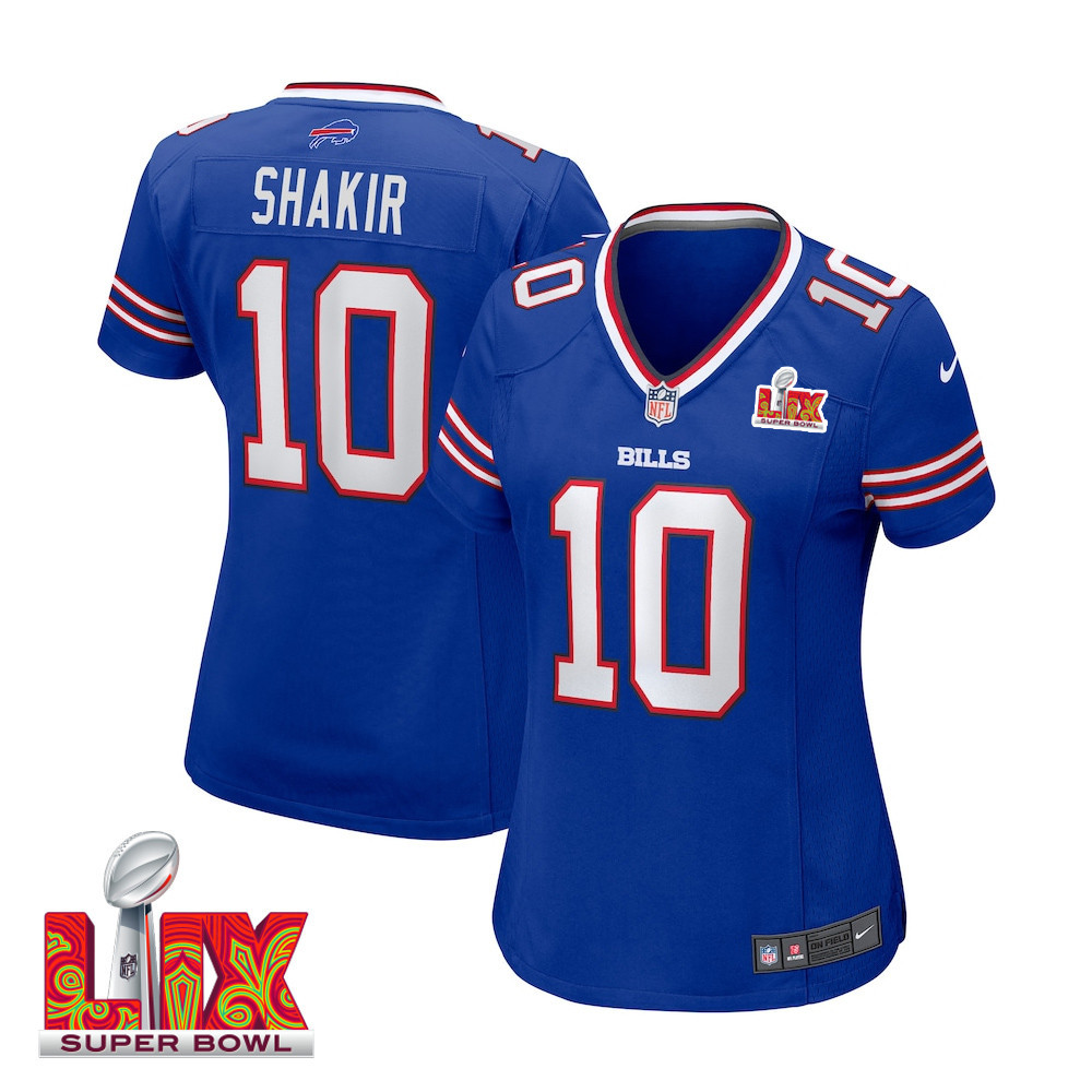 Khalil Shakir #10 Buffalo Bills Super Bowl LIX Royal NFL Jersey Women's