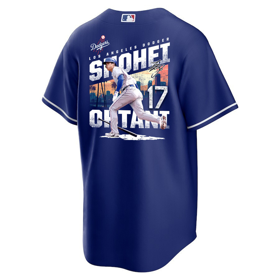 Shohei Ohtani 17 Los Angeles Dodgers Signed Homerun 2023 Alternate Royal MLB Jersey Men's