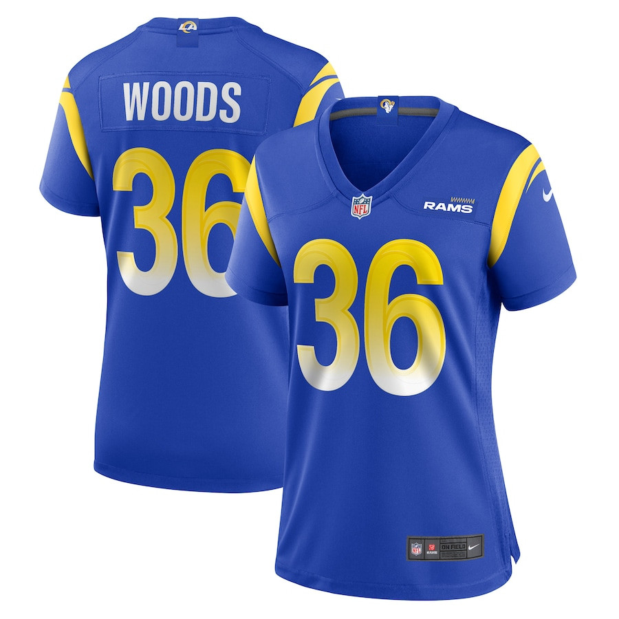 Charles Woods 36 Los Angeles Rams Game Royal NFL Jersey Women's
