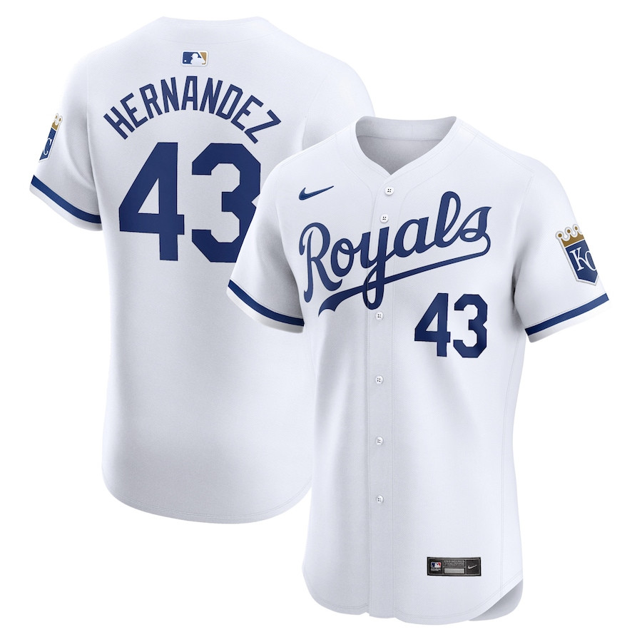 Carlos Hern?ndez 43 Kansas City Royals Home Elite Player White MLB Jersey Men's