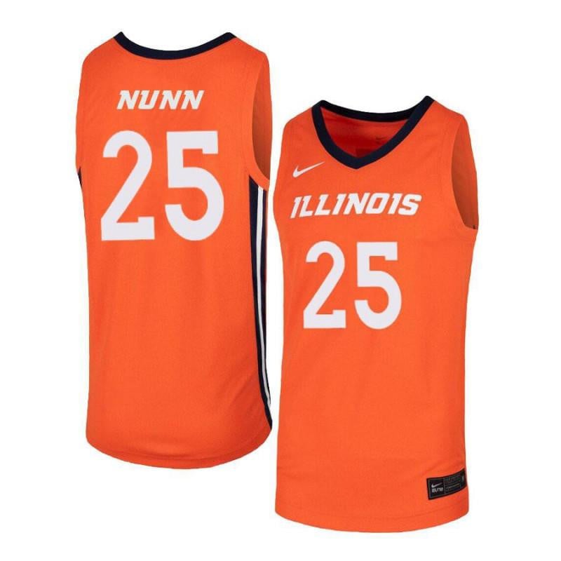 25 Kendrick Nunn Orange Elite Illinois Fighting Illini NCAA Jersey Men's