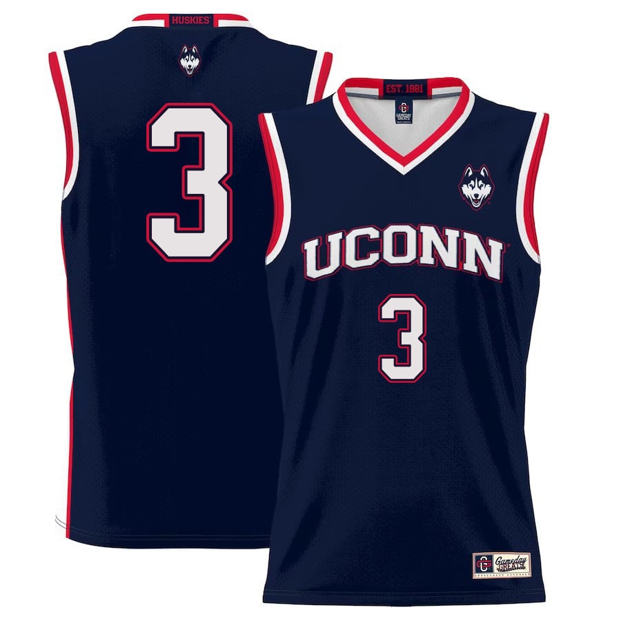 Joey Calcaterra 3 UConn Huskies Navy NCAA Jersey Men's