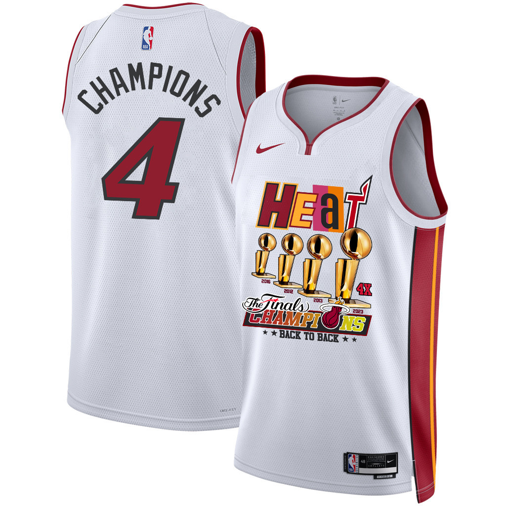 Miami Heat Legacy 4th Back To Back 2023 Champions Swingman White NBA Jersey Men's
