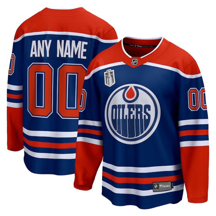 Edmonton Oilers 2024 Stanley Cup Final Home Breakaway Custom Name Royal NHL Jersey Men's