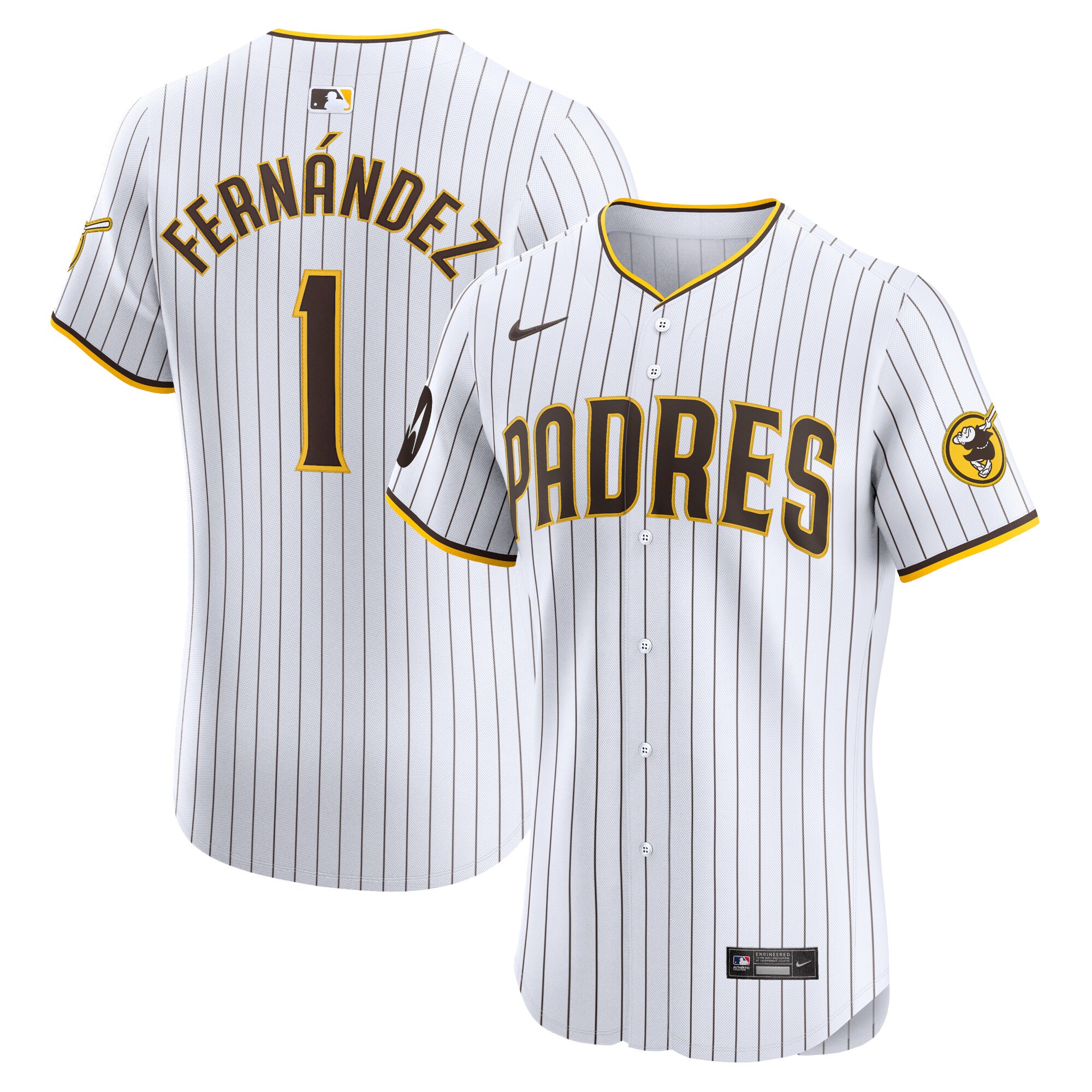 San Diego Padres Tony Fern?ndez White Home Elite Sponsor Patch Player MLB Jersey Men's