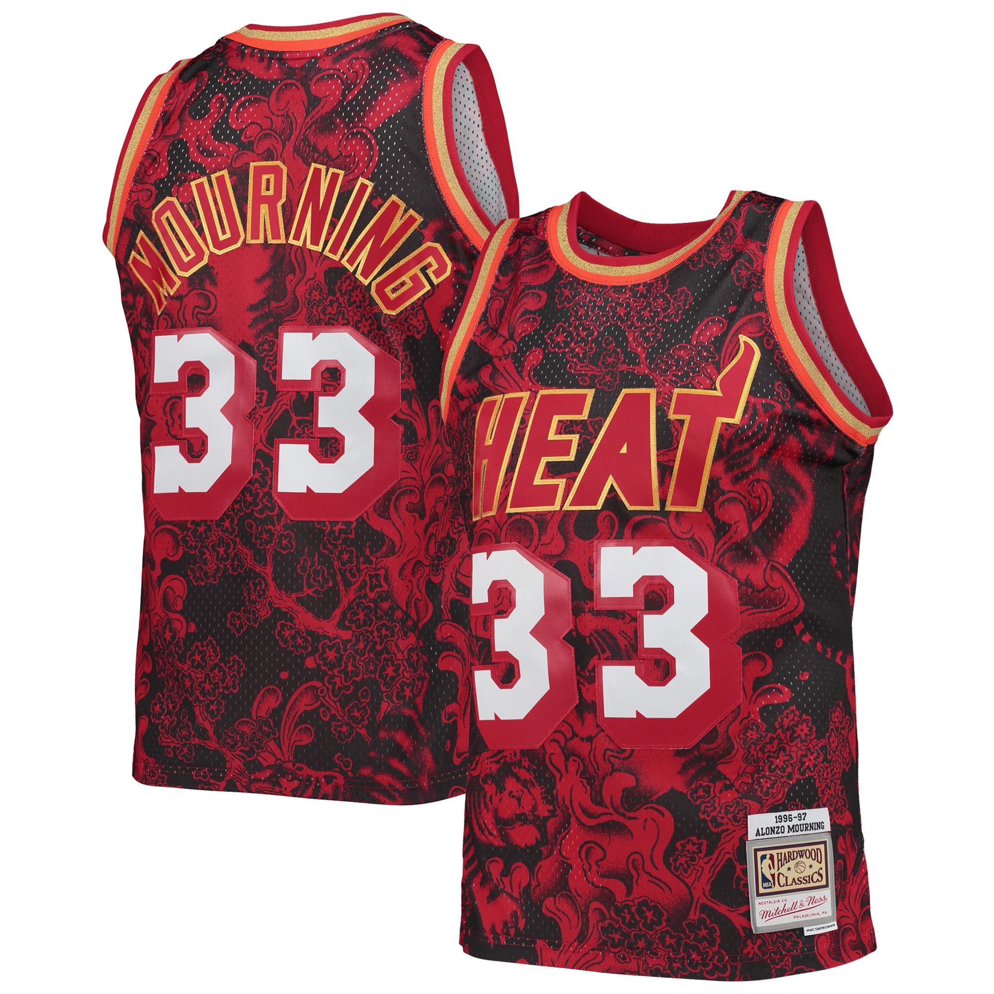 Mitchell Ness Alonzo Mourning Red Miami Heat Hardwood Classics 1996/97 Lunar New Year Swingman NBA Jersey Men's