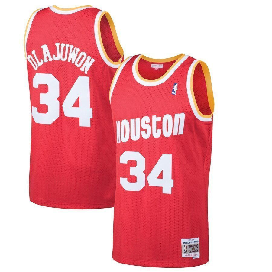 Hakeem Olajuwon Houston Rockets Mitchell Ness 1993-94 Hardwood Classics Swingman Red NBA Jersey Men's
